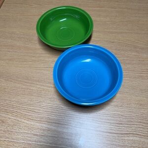 Fiesta Blue and Green Ceramic Bowls, Set of 2